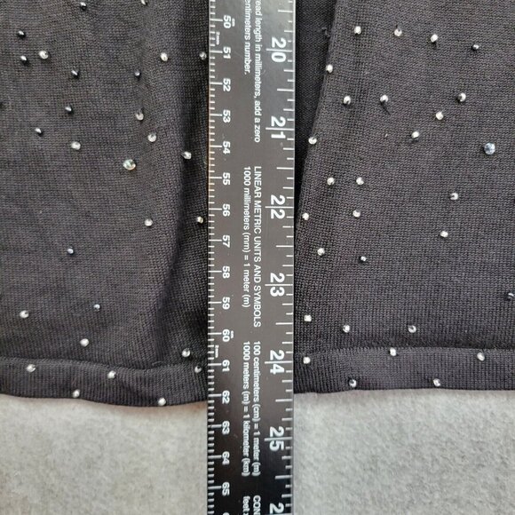 Rena Rowan Womens Silk Blend Sweater Size Large Cardigan Tank Set Black Beaded - Picture 13 of 16